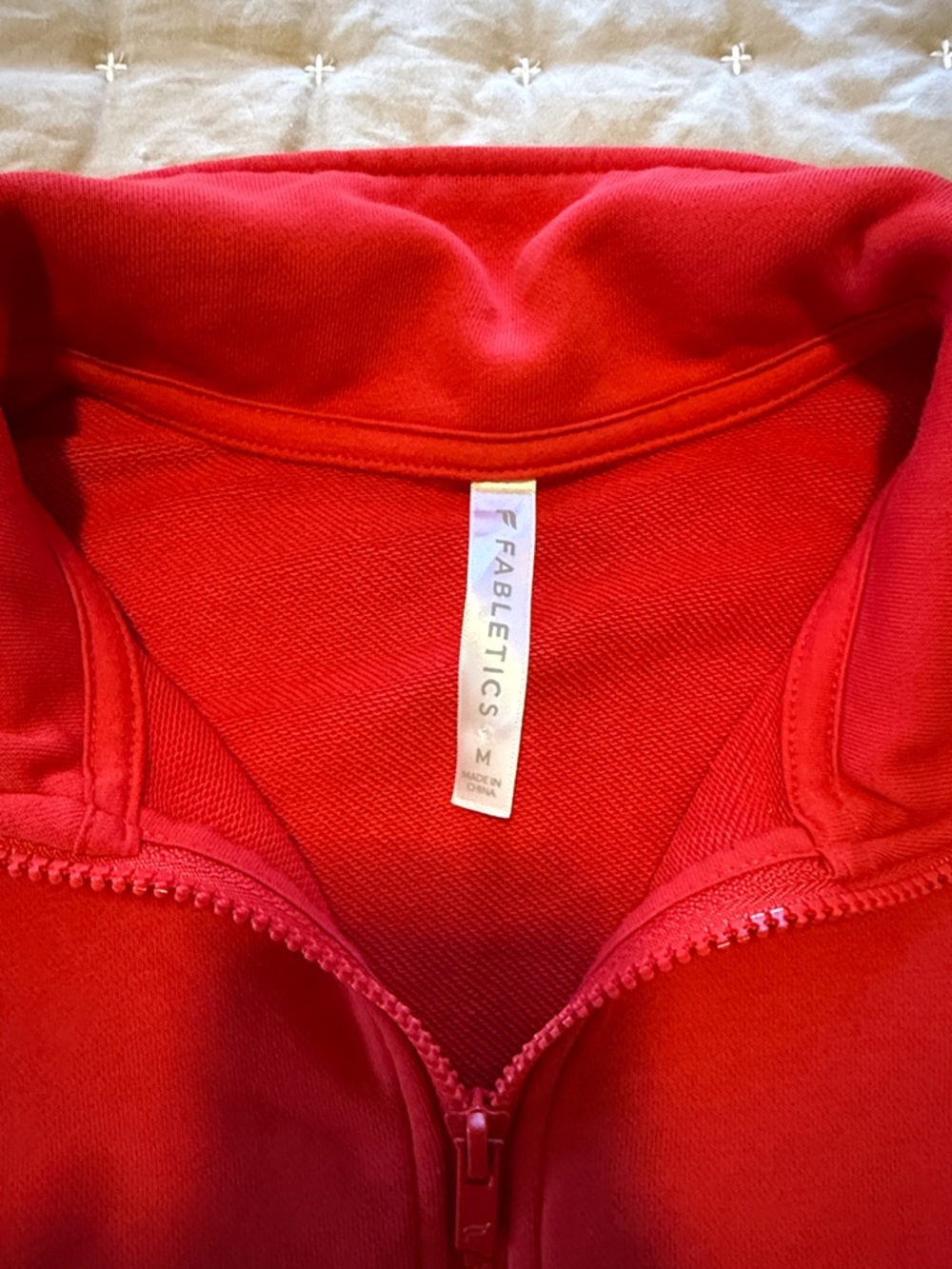 Fabletics Red Zip-Up Pullover - Picture 2 of 3